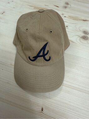 Atlanta Braves Khaki Baseball Cap with Navy Embroidered 'A' Logo